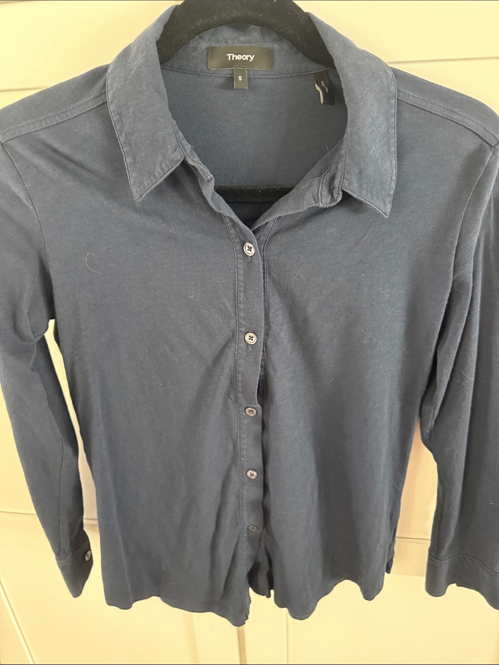 Theory Navy Long Sleeve Button-Up Shirt
